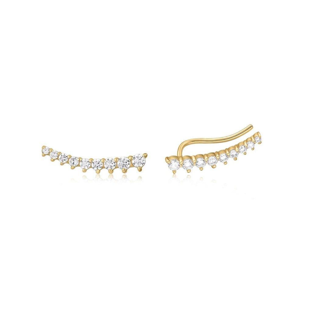 Graduated Cz Bar Ear Crawl Earrings eklexic 14K Gold Vermeil 