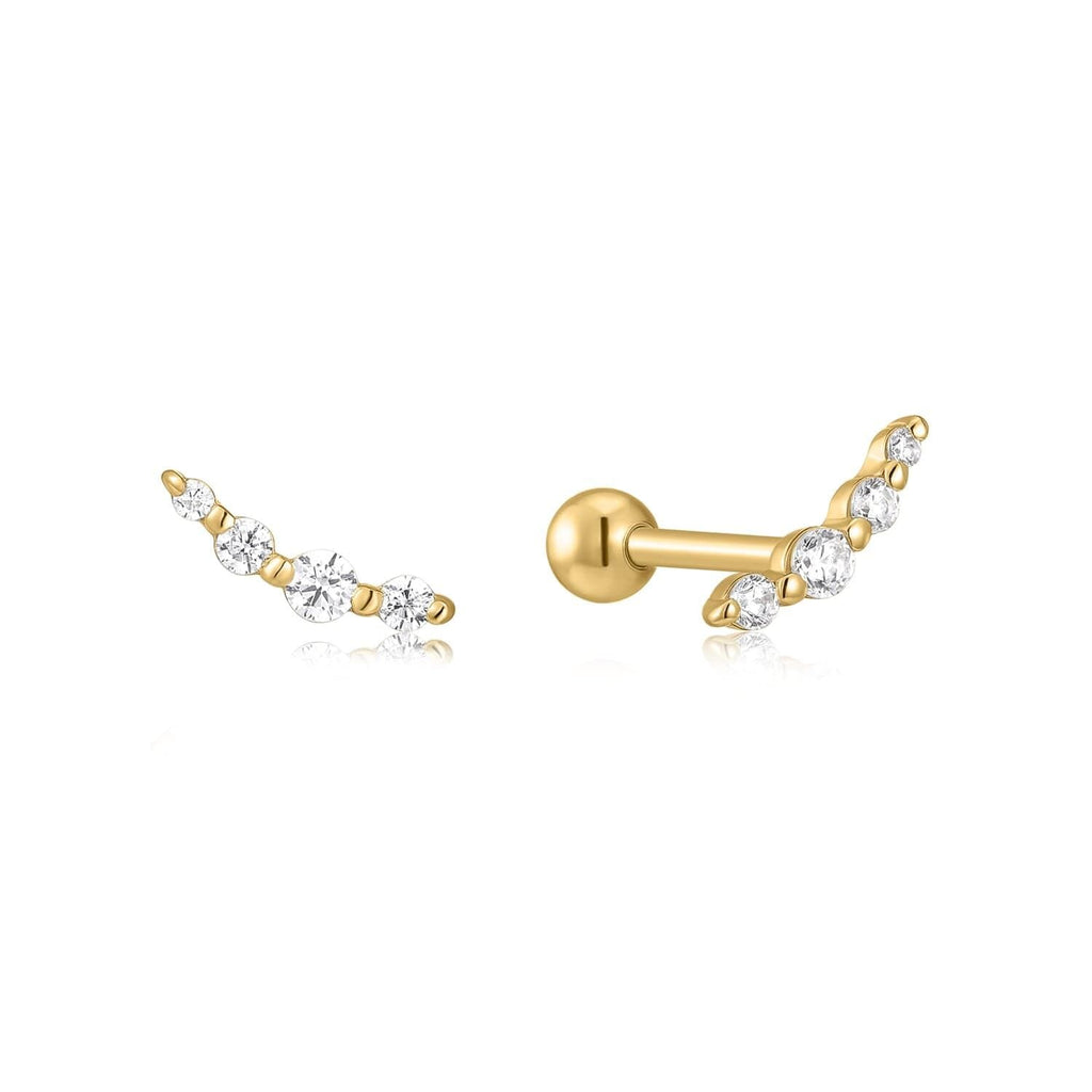 Graduated Cz Bar Earrings Earrings eklexic 14K Gold Vermeil 