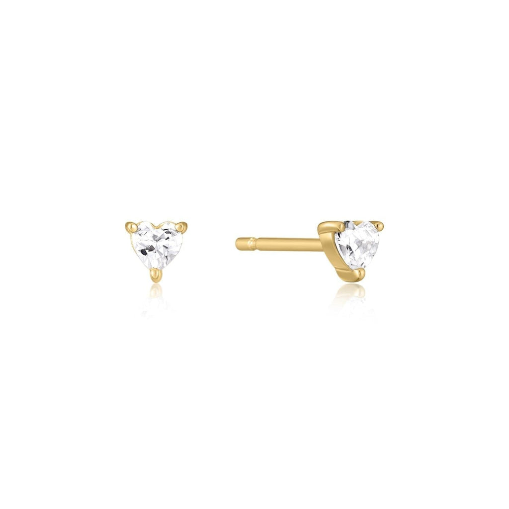 Heart Cz Stud Earrings Earrings eklexic 14K Gold Vermeil 