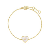 Heart Shaped Mop Pendant With Cz Center Stone Bracelet Bracelets eklexic 14K Gold Vermeil 