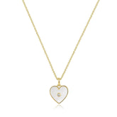 Heart Shaped Mop Pendant With Cz Stone Necklace Necklaces eklexic 14K Gold Vermeil 