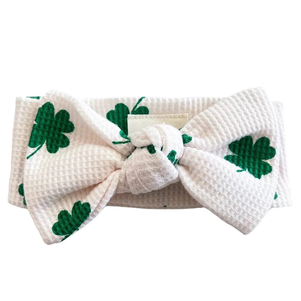 Organic Waffle Knot Bow | Clover Bows & Headbands SpearmintLOVE 0-12m Clover 