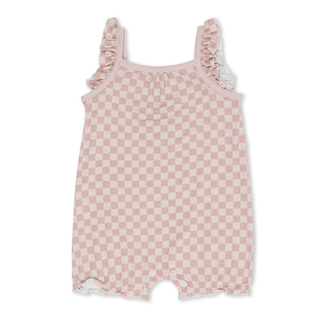 Checkers in Pink Bubble Romper bubble romper Bestaroo 