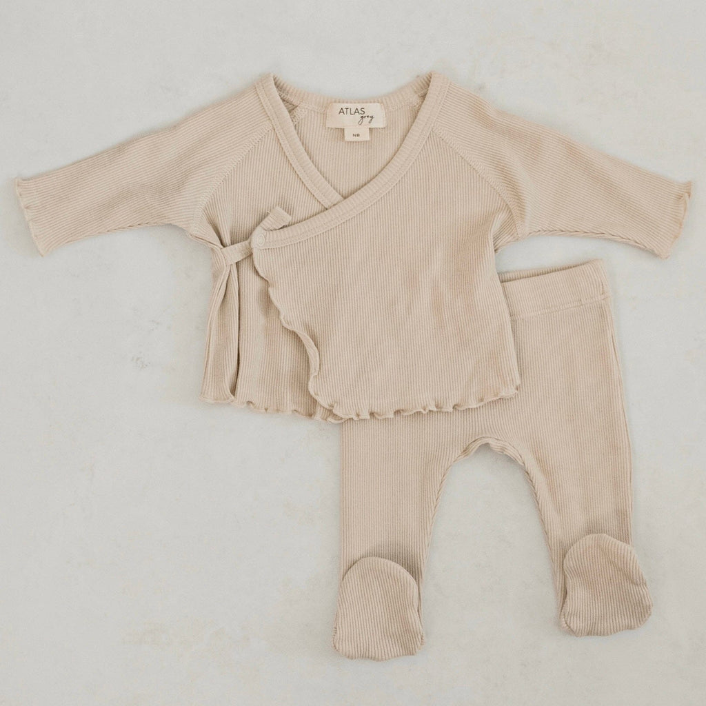 Kimono Ribbed Set shopatlasgrey Oatmeal Preemie 