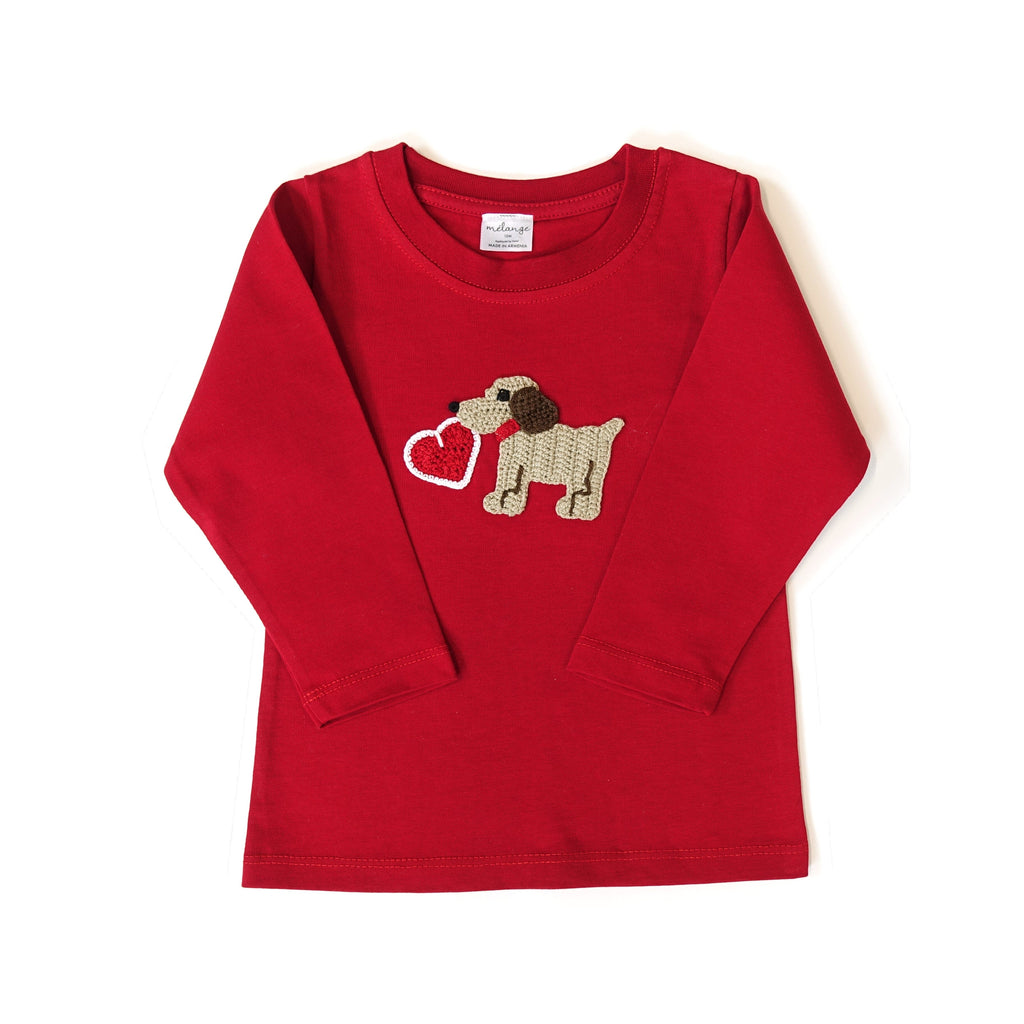 Valentine Puppy Tee | Red Tops & Tees Melange Collection 12 months 