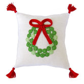 Green Wreath 10" Pillow | Ecru Throw Pillows Melange Collection 