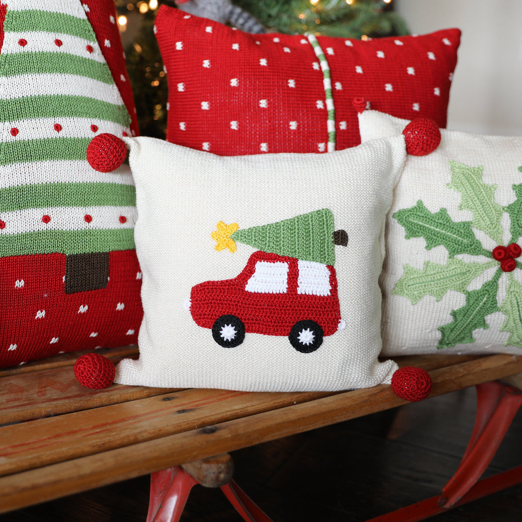 Car with Christmas Tree 10" Pillow Throw Pillows Melange Collection 