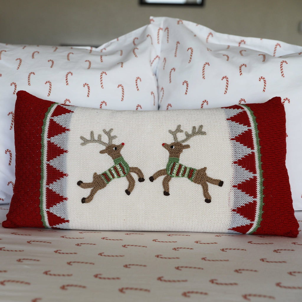 Reindeer Duo Lumbar Pillow Throw Pillows Melange Collection 