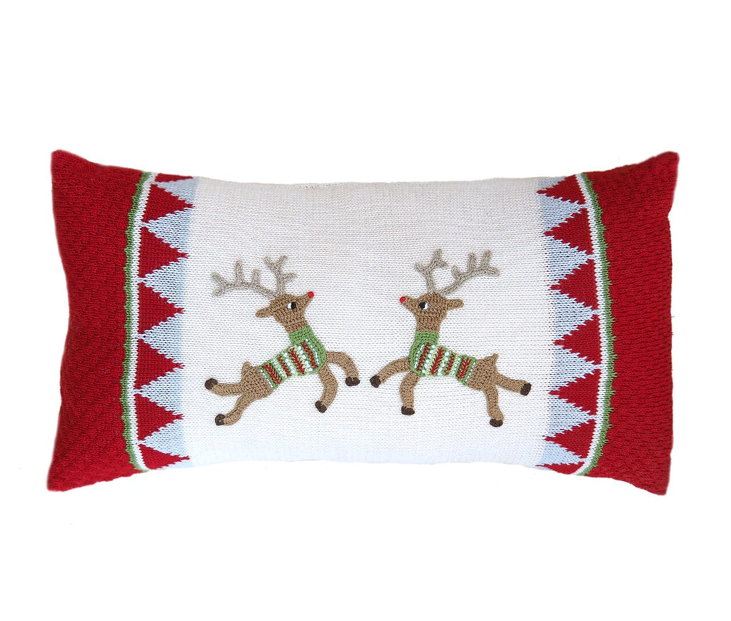 Reindeer Duo Lumbar Pillow Throw Pillows Melange Collection 