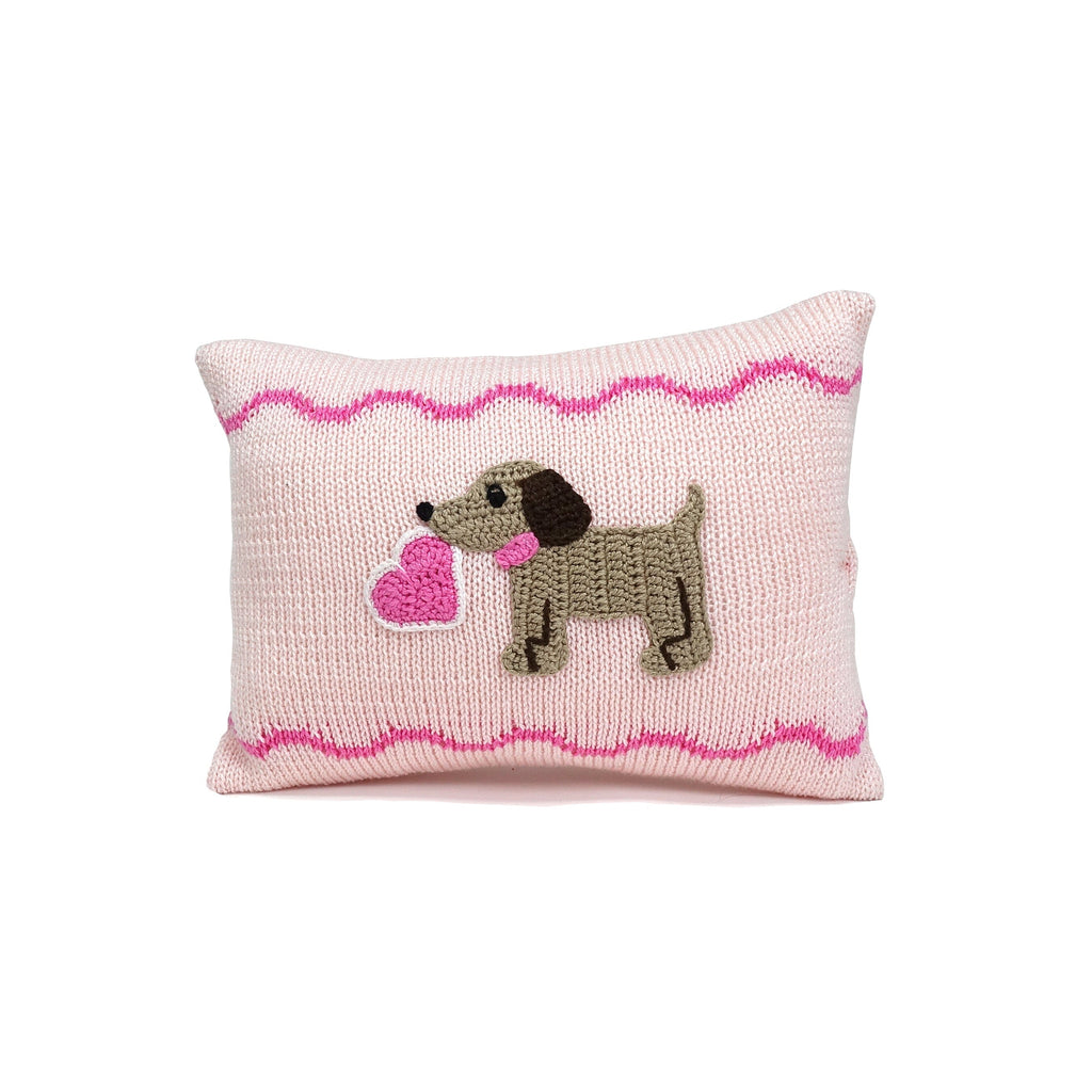 Valentine Puppy Mini Pillow | Pink Throw Pillows Melange Collection 