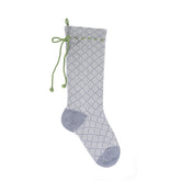 Grey Patterned Stocking with Green Bow Stockings Melange Collection 