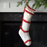 Cable-Knit Stocking with Laced Top Stockings Melange Collection 