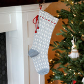 Grey Patterned Stocking with Red Bow Stockings Melange Collection 