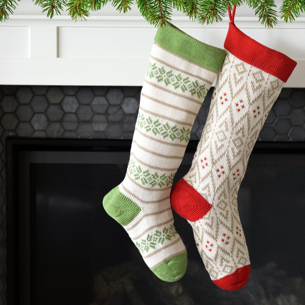 Ecru Patterned Stocking with Green Stockings Melange Collection 