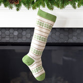 Ecru Patterned Stocking with Green Stockings Melange Collection 