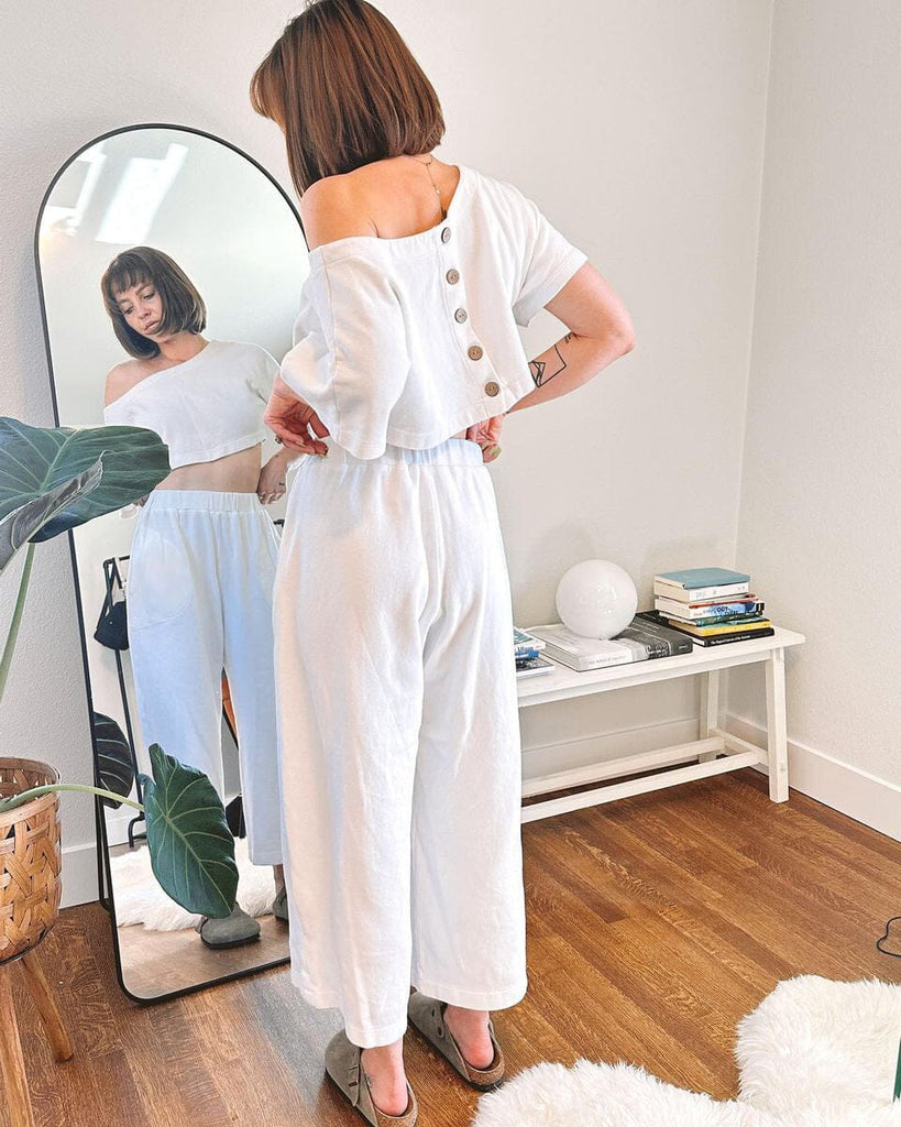 Delilah Bouclé White Pants Jurate Los Angeles 