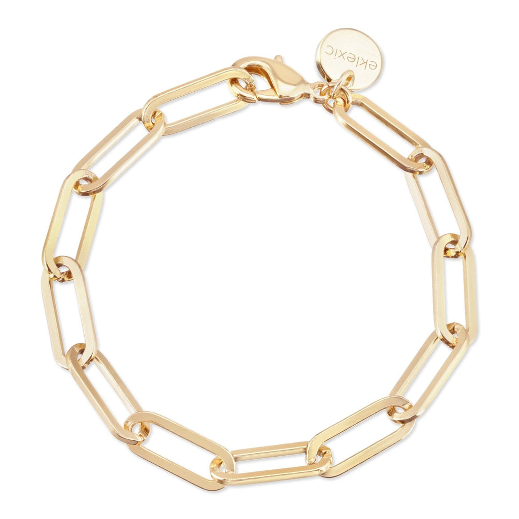 Large Elongated Link Chain Anklet eklexic Gold 