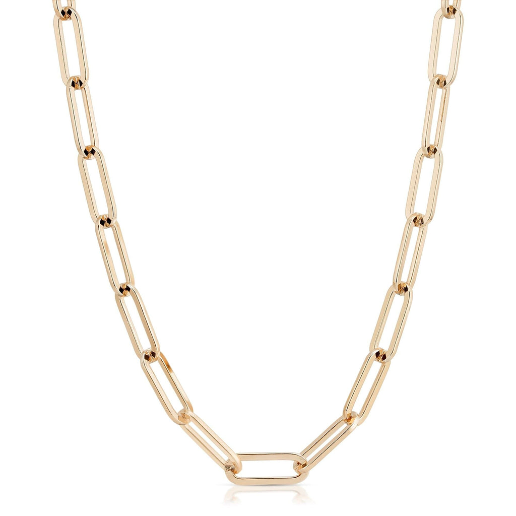 Large Elongated Link Chain Necklaces eklexic Gold 14" 