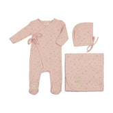 Leaf Print Wrap Layette Set Layette Set Mon Tresor Bebe Light Rose Preemie 