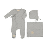 Leaf Print Wrap Layette Set Layette Set Mon Tresor Bebe Pearl Blue Preemie 