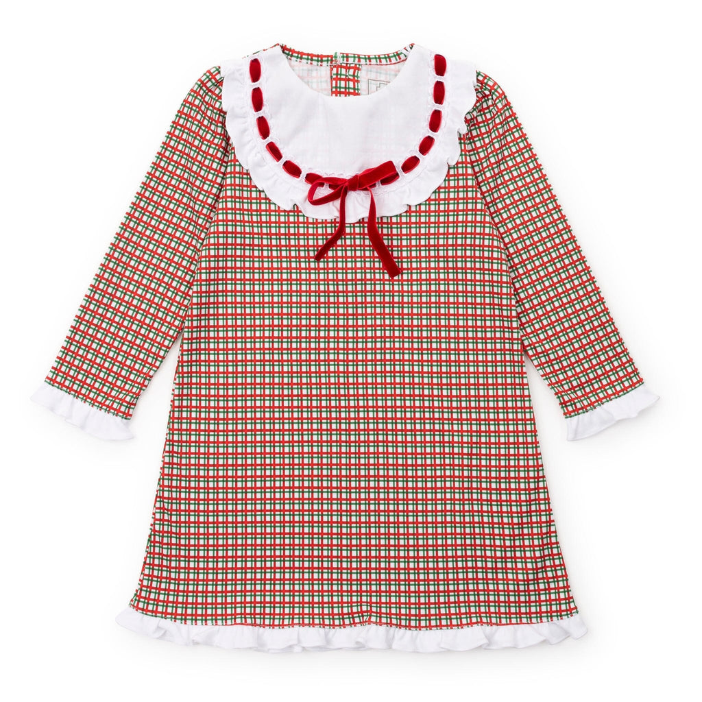 Emersyn Girls' Lace Trim Dress - Holiday Plaid Clothing > Girls > Dresses > Dress > Holiday Plaid Lila + Hayes 