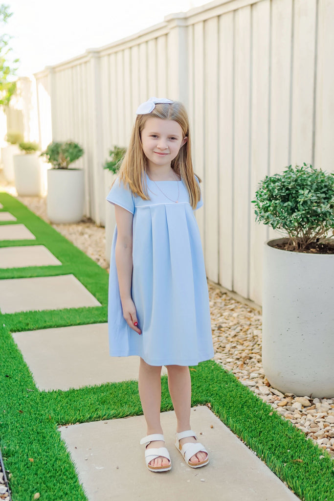 Lizzy Girls' Pima Cotton Dress - Light Blue Clothing > Girls > Dresses > Dress > Basics Lila + Hayes 