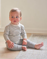 Long Sleeve Pocket Tee || Dusty Blue Stripe | Quincy Mae | Baby and Toddler's Clothing and Accessories