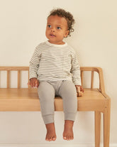 Long Sleeve Pocket Tee || Dusty Blue Stripe | Quincy Mae | Baby and Toddler's Clothing and Accessories