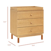 Gelato 3-Drawer Changer Dresser with Removable Changing Tray | Honey w/Vegan Tan Leather Feet Dressers Babyletto 