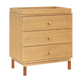 Gelato 3-Drawer Changer Dresser with Removable Changing Tray | Honey w/Vegan Tan Leather Feet Dressers Babyletto 