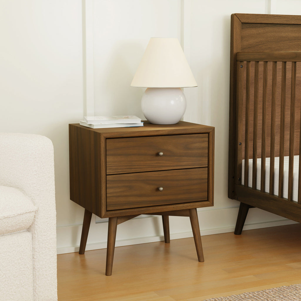 Palma Assembled Nightstand with USB Port | Natural Walnut Nightstands Babyletto 