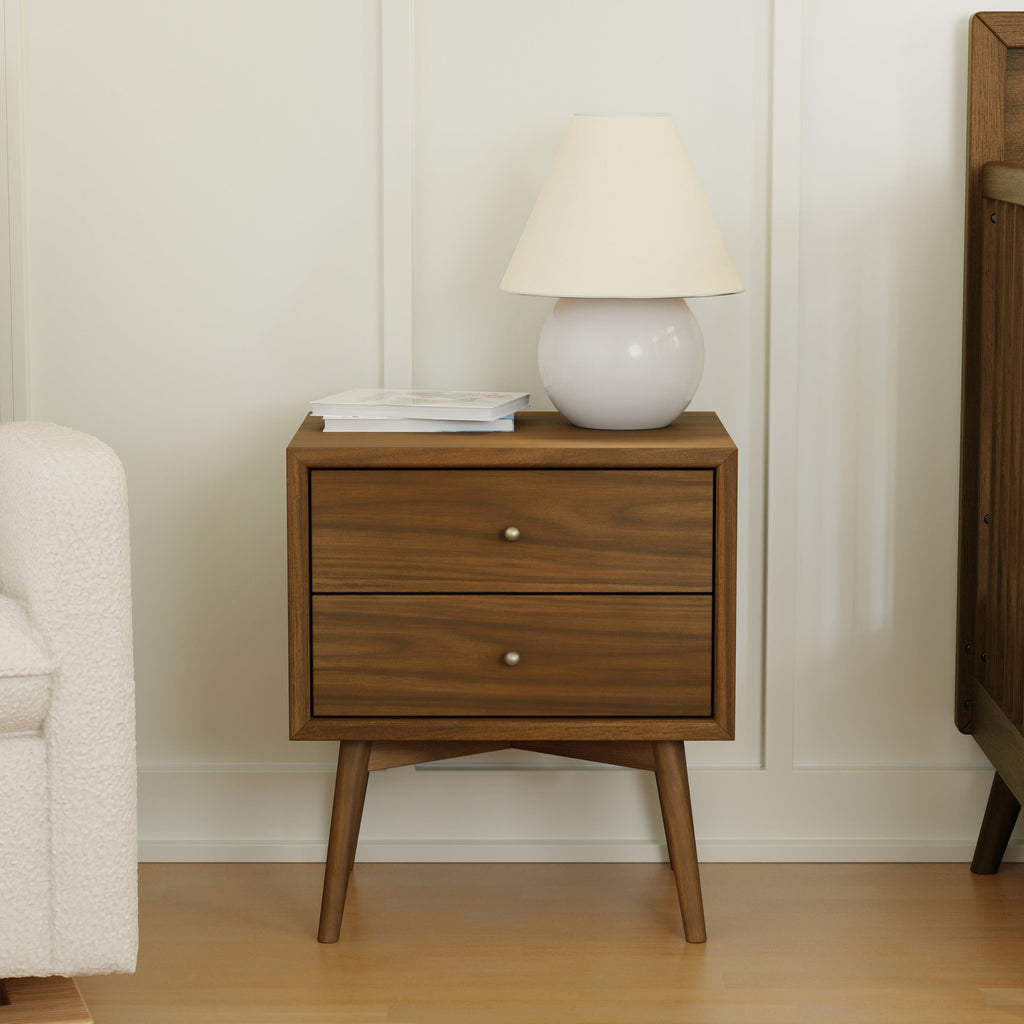 Palma Assembled Nightstand with USB Port | Natural Walnut Nightstands Babyletto 