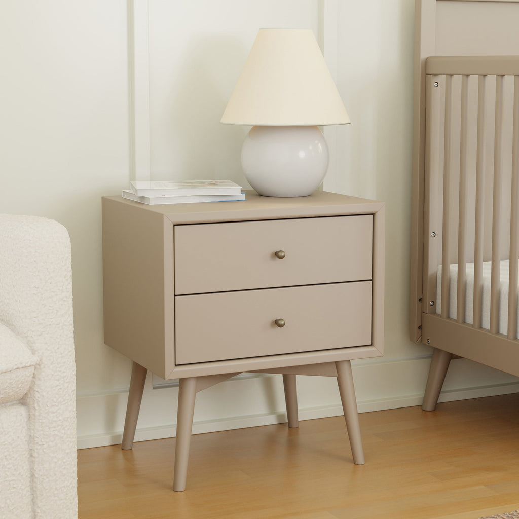 Palma Assembled Nightstand with USB Port | Taupe Nightstands Babyletto 