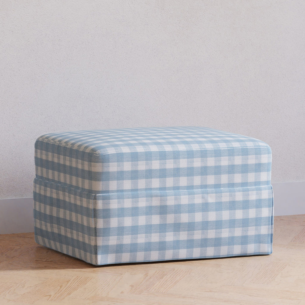 Crawford Gliding Ottoman | Blue Gingham Ottomans NAMESAKE 