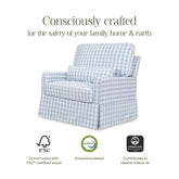 Crawford Pillowback Chair and a Half Comfort Swivel Glider | Blue Gingham Rocking Chairs NAMESAKE 