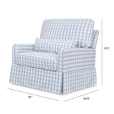 Crawford Pillowback Chair and a Half Comfort Swivel Glider | Blue Gingham Rocking Chairs NAMESAKE 