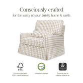 Crawford Pillowback Chair and a Half Comfort Swivel Glider | Tan Gingham Rocking Chairs NAMESAKE 