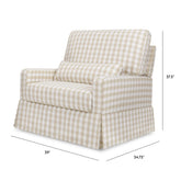 Crawford Pillowback Chair and a Half Comfort Swivel Glider | Tan Gingham Rocking Chairs NAMESAKE 