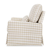 Crawford Pillowback Chair and a Half Comfort Swivel Glider | Tan Gingham Rocking Chairs NAMESAKE 