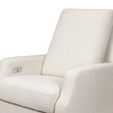 Crewe Electronic Recliner and Swivel Glider | Ivory Boucle with Light Wood Base Rocking Chairs NAMESAKE 