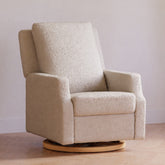 Crewe Electronic Recliner and Swivel Glider | Ivory Boucle with Light Wood Base Rocking Chairs NAMESAKE 