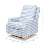 Crewe Recliner and Swivel Glider | Blue Gingham with Light Wood Base Rocking Chairs NAMESAKE 