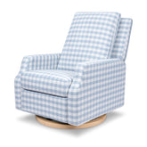 Crewe Recliner and Swivel Glider | Blue Gingham with Light Wood Base Rocking Chairs NAMESAKE Blue Gingham with Light Wood Base M 