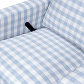 Crewe Recliner and Swivel Glider | Blue Gingham with Light Wood Base Rocking Chairs NAMESAKE 