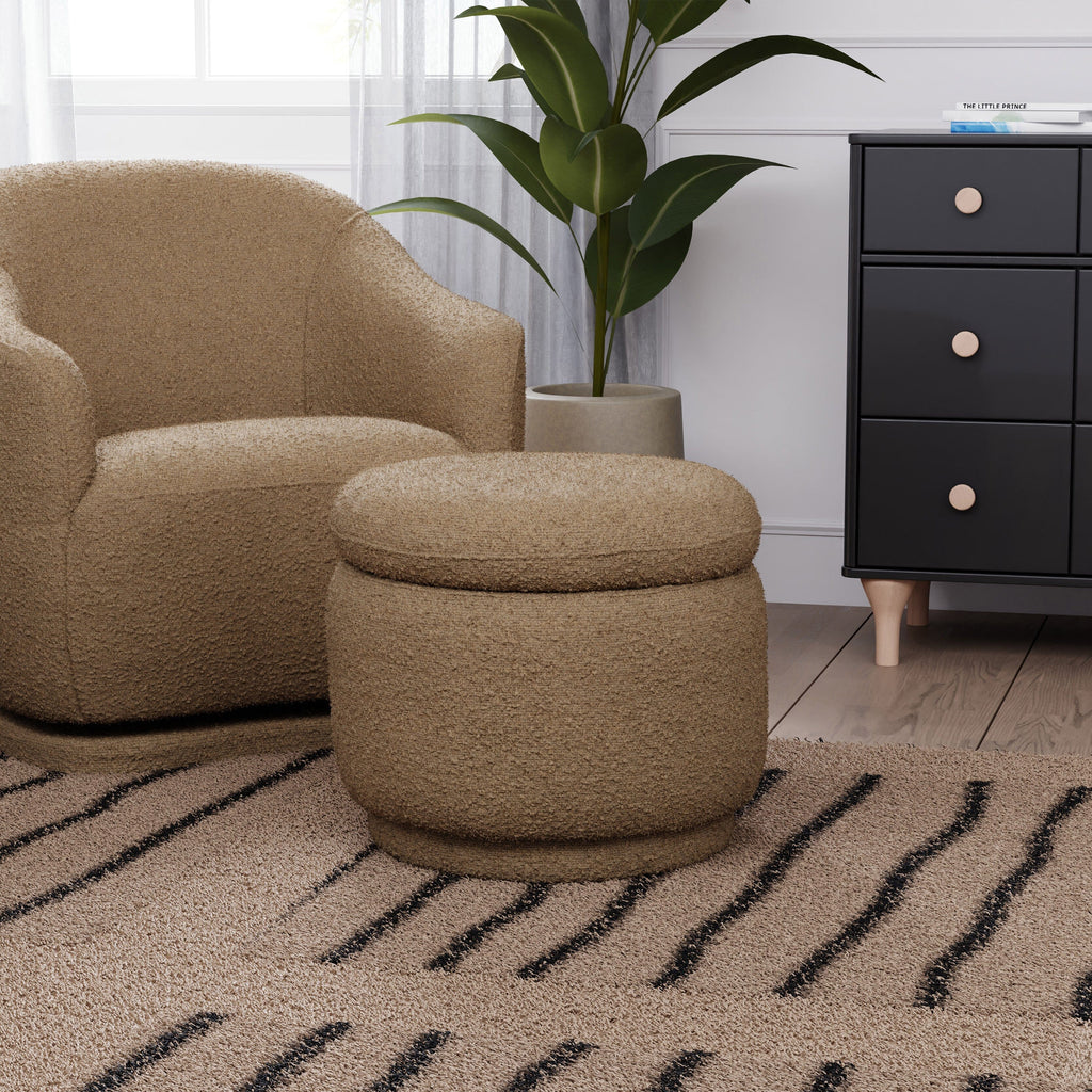 Enoki Storage Ottoman in Boucle | Sand Boucle Ottomans Babyletto 