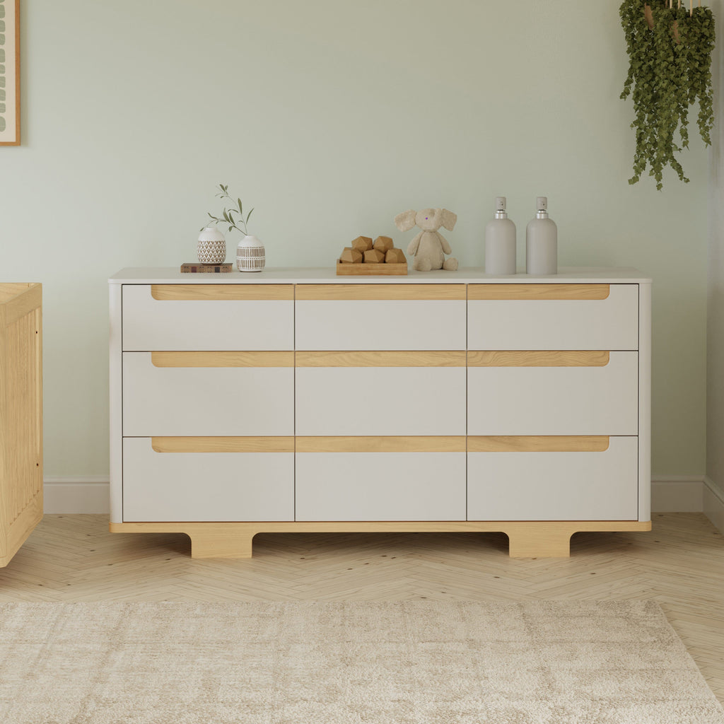 Yuzu 9-Drawer Assembled Dresser | White/Natural Dressers Babyletto 