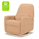 Arc Electronic Recliner and Swivel Glider in Velvet Checker with USB port | Canyon Velvet Checker w/ Light Wood Base Rocking Chairs Ubabub 