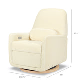 Arc Electronic Recliner and Swivel Glider in Velvet Checker with USB port | Ivory Velvet Checker w/Light Wood Base Rocking Chairs Ubabub 