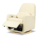 Arc Electronic Recliner and Swivel Glider in Velvet Checker with USB port | Ivory Velvet Checker w/Light Wood Base Rocking Chairs Ubabub 