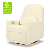 Arc Electronic Recliner and Swivel Glider in Velvet Checker with USB port | Ivory Velvet Checker w/Light Wood Base Rocking Chairs Ubabub 